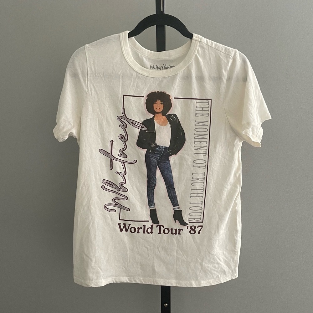 Whitney Houston Moment of Truth '87 World Tour Tee in Ivory Size Small